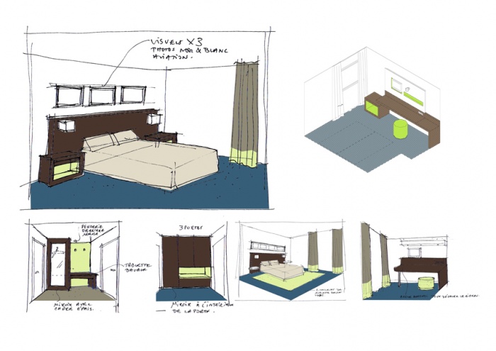 Chambres d'htel : Premiers croquis