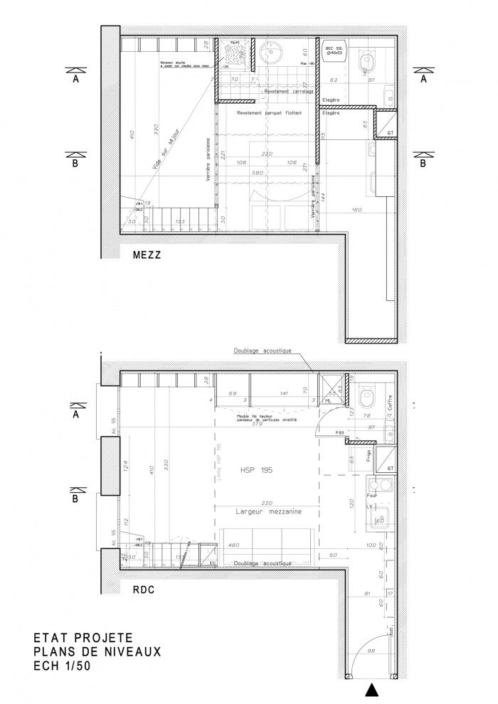 Ramnagement d'un appartement parisien : ETAT PROJETE